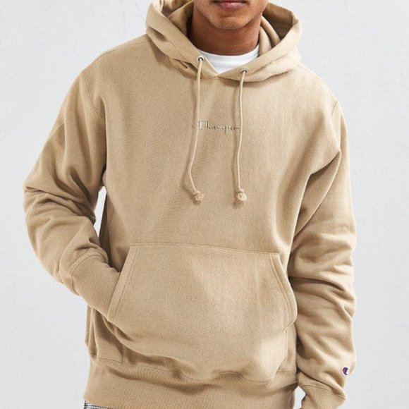 Champion Reverse Weave Hoodie Sweatshirt Chest Logo Nude Tan Unisex - Picture 1 of 12